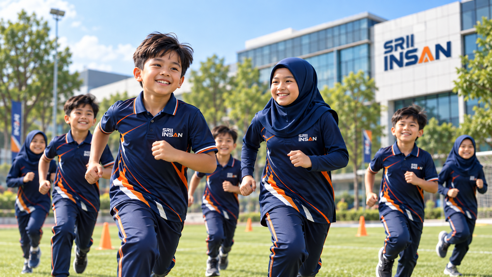 Murid SRII Insan menjalani aktiviti Fitness dan berlari di kawasan sekolah